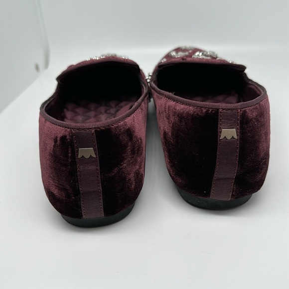 Birdies The Starling Maroon Crystal Velvet Loafer Slip on Flat Shoes Size 7.5 - Picture 8 of 14